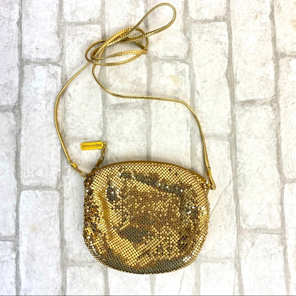 Whiting and Davis Vintage Gold Sequin Small Crossbody Purse - Picture 1 of 4
